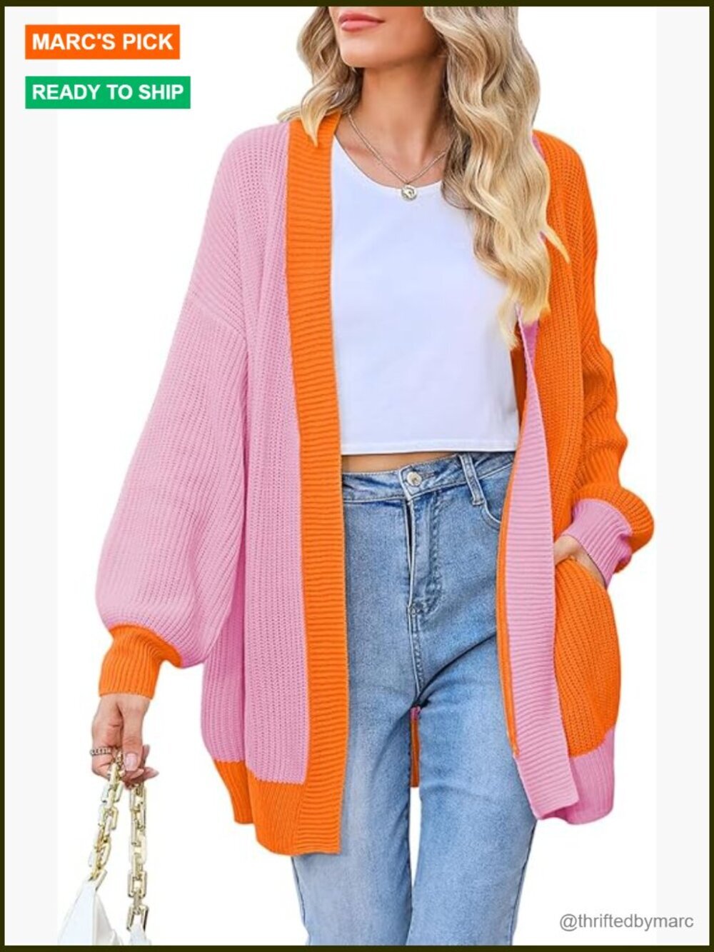 Oversized Long Cardigan with Pockets Batwing Sleeve Open Front